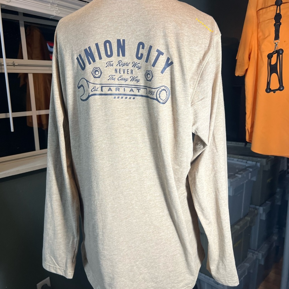 Ariat Mens L Rebar Long Sleeve T-Shirt, Union City, Work, Outdoor Never Worn